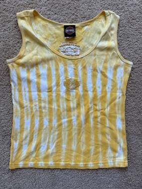 Vintage Harley-Davidson Alamo City San Antonio Yellow Tie Dye Tank Top Size M